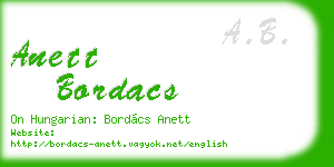 anett bordacs business card